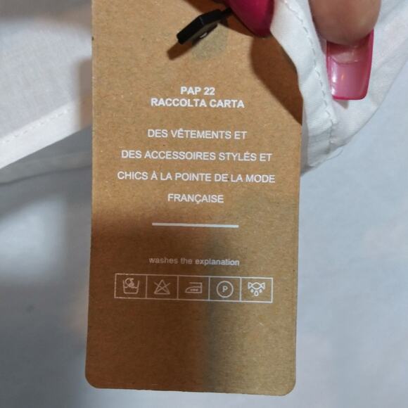 Shein Elegant White Eyelet Women's French Cottage Top Natural Neutral Size L - Picture 5 of 8